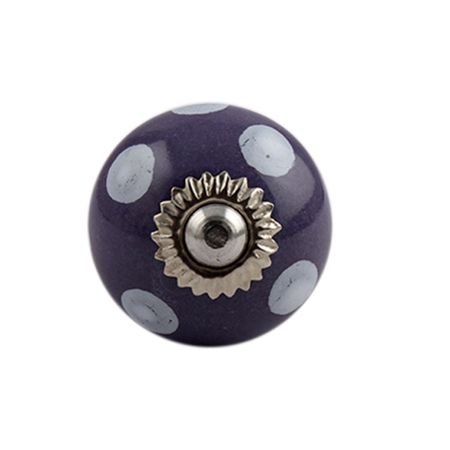 Purple Polka Dot Small Ceramic Cabinet Knob